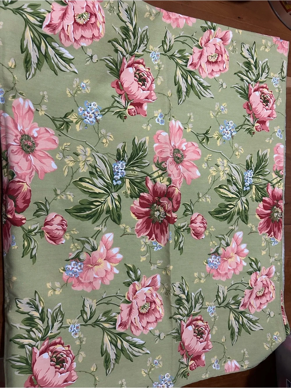 Vintage Floral Tablecloth Pink Peonies Sage Green 60x90 Rectangle Cottagecore